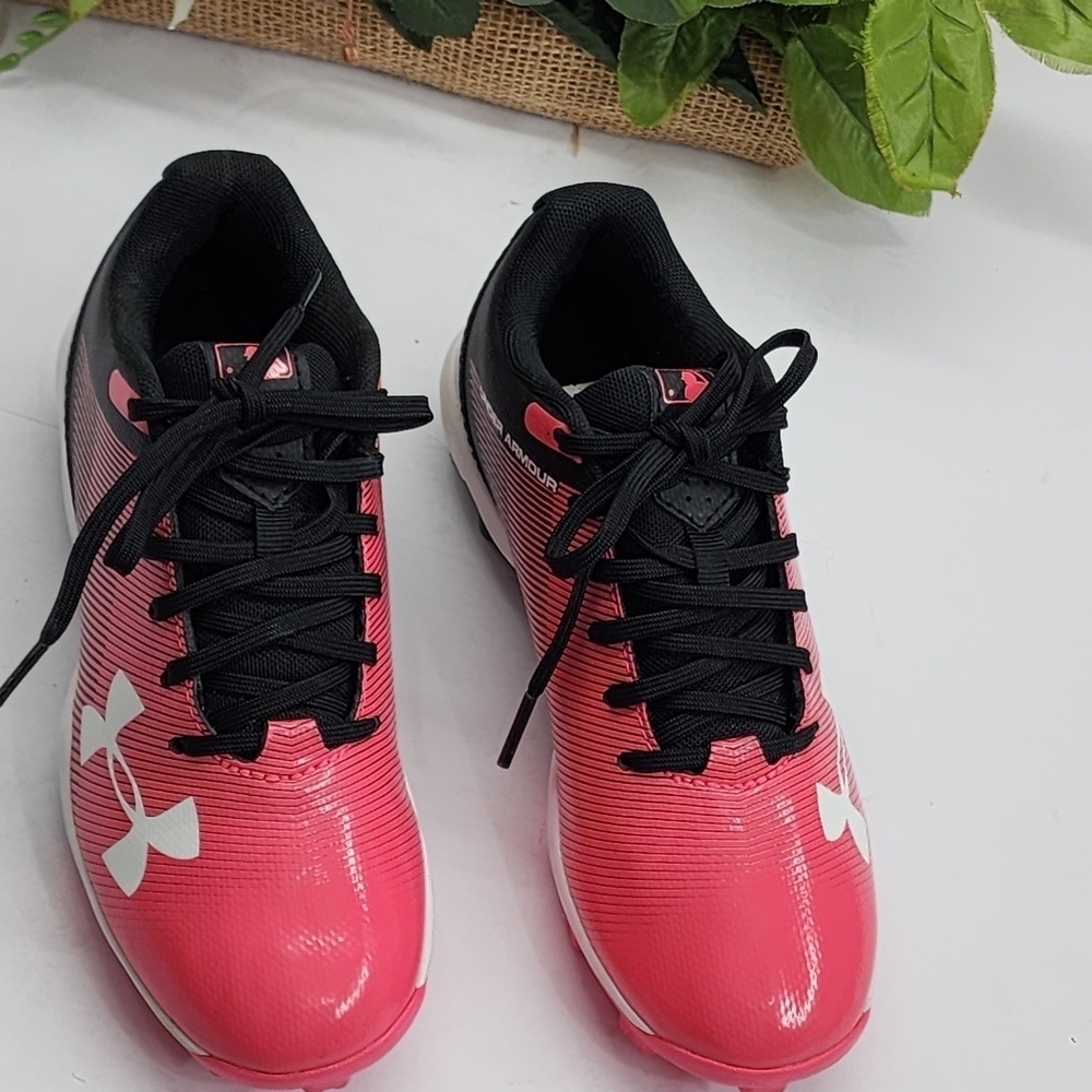 Under Armour Pink and Black Athletic Shoes with Glossy Finish